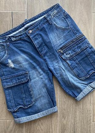 Мужские джинсовые шорты southern, с объемными карманами и потертостями, средняя посадка, в отличном состоянии  размер-m, 32