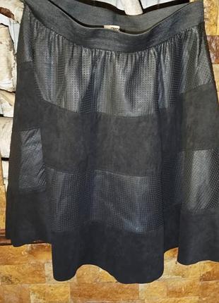 Кожаная юбка клешная