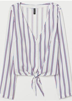 Легенька біла блуза в смужку з завʼязкою