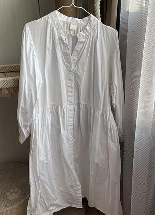 Біла бавовна сукня, плаття hm - m на l xl cos arket