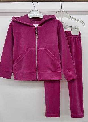 Костюм малиновый велюровый для девочки кофта на замке и лосины от 450 грн