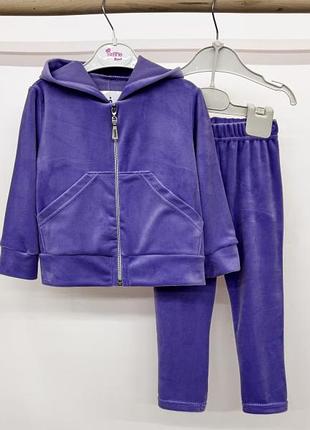 Костюм велюровий фіолетовий для дівчинки кофта на замку і лосини від 450 грн