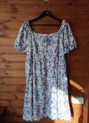 Платье в цветочный принт с кружевом р.3xl