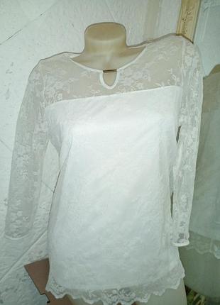 Распродажа 2+1 блуза кружево гипюр цветы подкладка