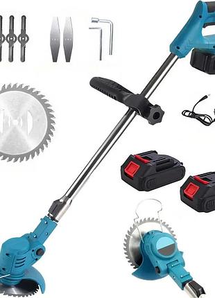 Аккумуляторная газонокосилка-триммер для косовицы травы mk-150b blue беспроводная&nbsp;газонокосарка для саду