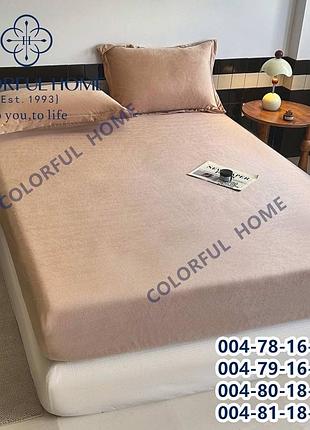 Простирадло на резинці з наволочками велюр