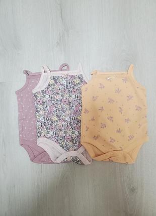 Красивый брендовый трикотажный коттоновый боди (набор 3 шт)