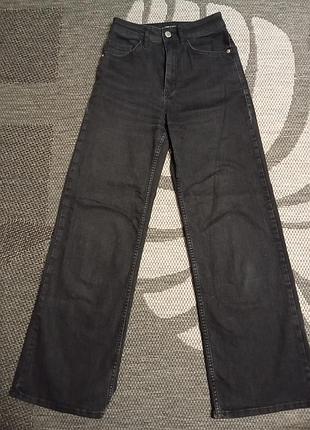 Чорні джинси ультра висока посадка, wide leg