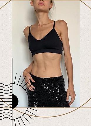 Топ бретелі бюстгальтер майка коротка чорний y2k зал йога фітнес