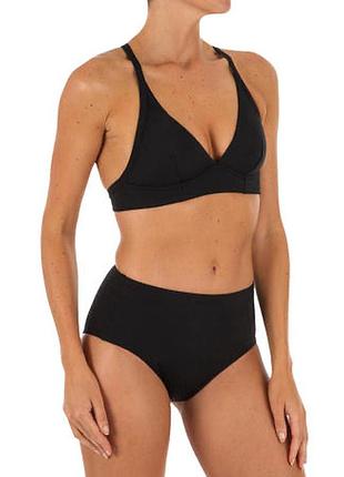 Купальник decathlon olaian роздільний чорний з високими трусиками плавками