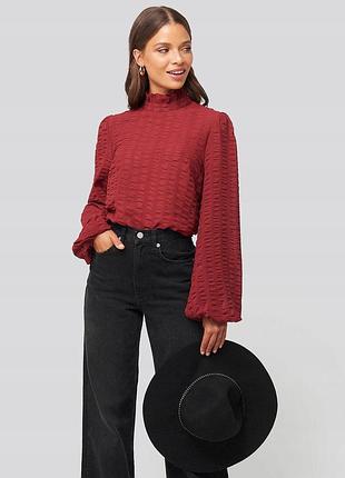 Шикарна фактурна шифонова блуза з обʼємними рукавами