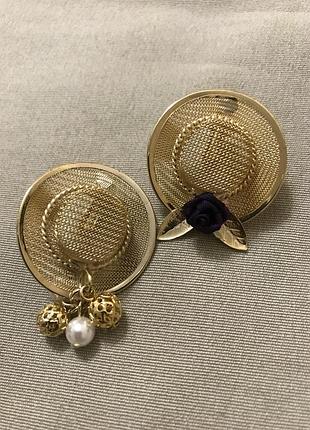 Розкішні сережки кліпси в позолоті вінтаж