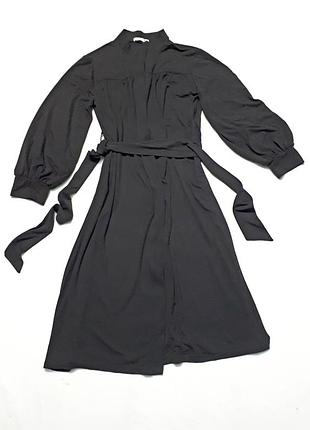 Zara платье трикотажное на молнии под пояс с длинными широкими рукавами
 р 10-12