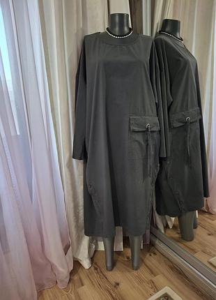 Стильное с одним карманом платье 👗 большого размера италия