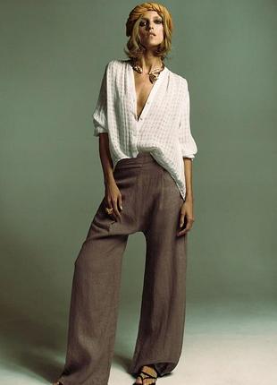 Брюки льняные свободного кроя "zara"