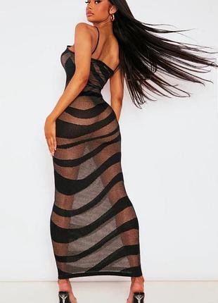 Распродажа cукня prettylittlething полупрозрачная вязаная полоски глиттер