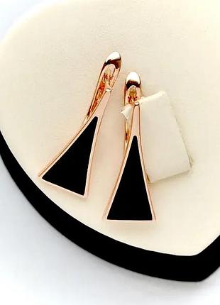 Милі сережки з чорними вставками фірма fallon (медичне золото)