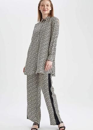 Свободный костюм оверсайз de facto  рубашка брюки штаны палаццо вискоза акция распродажа акція розпродаж