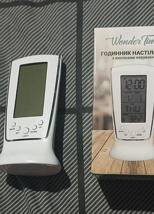 Часы/будильник настольный цифровой мультифункциональный s&amp;t белый