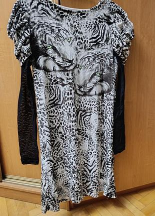 Леопардовое велюровое платье