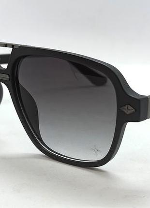 Chrome hearts очки мужские солнцезащитные темно серый градиент в черной оправе