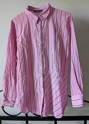 Оверсайз жіноча рожева рубашка в  смужку є дефект!