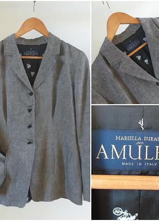 Невероятный приталенный блейзер mariella burani amuleti italy, 100% лён.  винтаж!