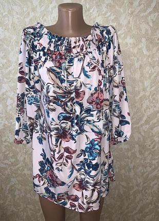 Стильна блуза вільного крою квітковий принт великий розмір