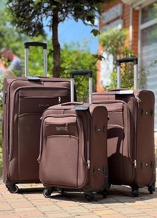 3 шт комплект чемоданов дорожный тканевый польша на колесах wings с подшипником