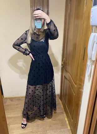 Сукня довга з рукавом розмір хс-с