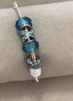 Браслет з шариками з підвісками посріблення