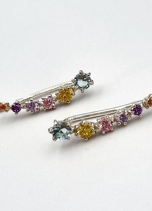 Каффы серьги вдоль мочки клаймберы сережки серебро серебряные срібло