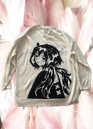 Светр з демоницею ,гарна якість бавовна ,немає ніяких дефектів ,розмір xs ,але оверсайз тому як звичайний м.