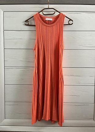 Сукня плаття жіноче в рубчик розкльошене помаранч коралове primark