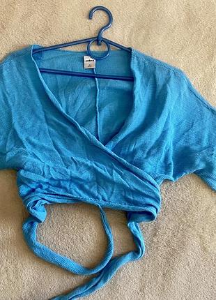 Топ блуза на запах кімоно з рукавом яскрава бавовняна котон 100%