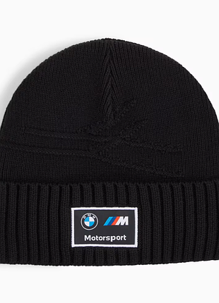 Черная зимняя шапка puma bmw m motorsport classic cuff beanie новая оригинал сша