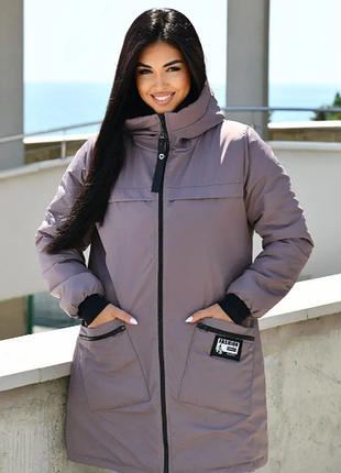 Пальто женское плащевка синтепон 150  батал 5 цветов  rin844-3618aве