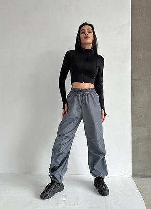 Женские штаны плащевка графит мод.198