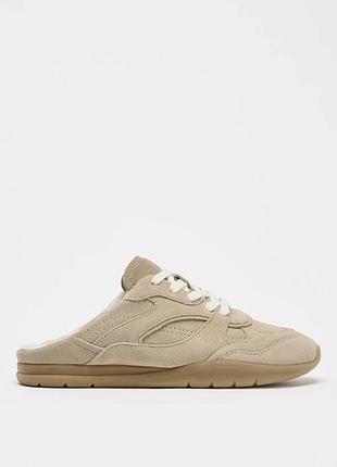 Шкіряні кросівки замшеві без задника zara