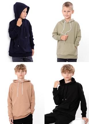 Худи для мальчиков всех возрастов, однотонный школьный джемпер, двунитка, худи на мальчиков, однотонный вредный джемпер