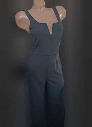 Комбинезон черный женский с широкими брюками