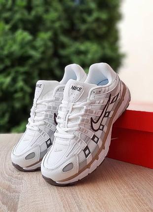 Жіночі якісні та стильні кросівки nike p-6000 білі з коричневим