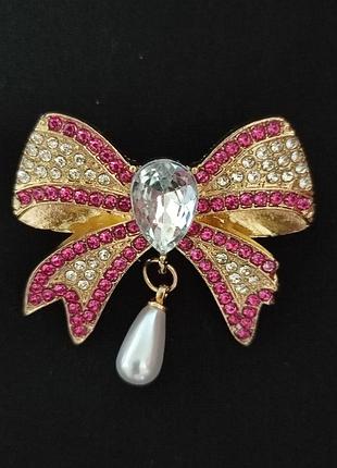Брошь брошка бант с жемчужиной цена занижена %
