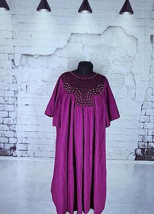 Стильное платье миди батал бохо коттон