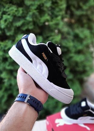Стильные женские кроссовки. puma suede xl crush preserves (черные на белой).