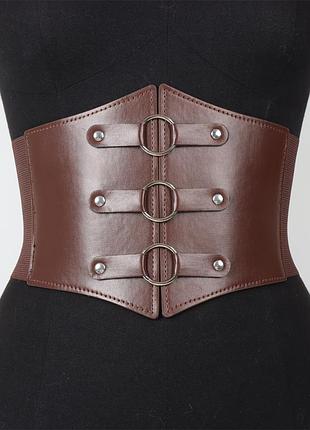 Пояс женский на талию "корсет" коричневый широкий эко кожа новый