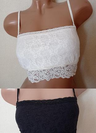 Набор топов- бюстье из кружева, белый и черный, размер л-мин