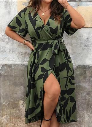 Платье зеленого цвета баттал