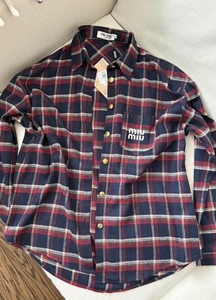 Рубашка женская в клетку коттон