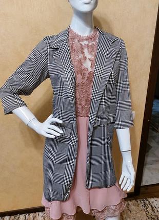 Текстильный жакет в клітинку s/m